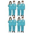 4x Kids Doctor/Nurse Costume Bulk Pack - Emergency Hospital Scrubs (Book Week & Halloween Fancy Dress)