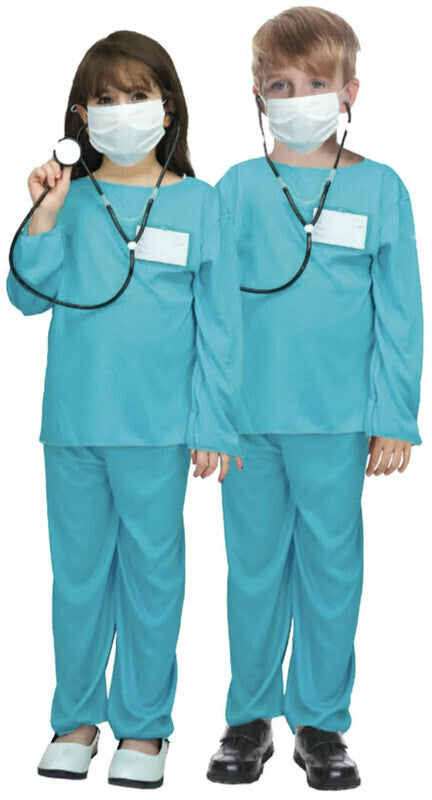 Kids Doctor/Nurse Costume - Emergency Hospital Scrubs (Book Week & Halloween Fancy Dress)