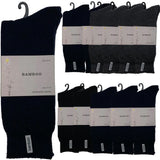 12 Pairs Premium Bamboo Thick Socks Bulk Pack - Assorted Colours (Mens Heavy Duty Work Socks w/ Cushion)