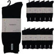 12 Pairs Premium Bamboo Thick Socks Bulk Pack - Black (Mens Heavy Duty Work Socks w/ Cushion)