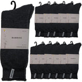 12 Pairs Premium Bamboo Thick Socks Bulk Pack - Charcoal Grey (Mens Heavy Duty Work Socks w/ Cushion)