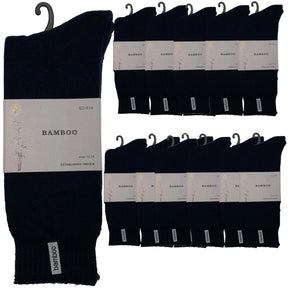 12 Pairs Premium Bamboo Thick Socks Bulk Pack - Mens Heavy Duty Work Socks w/ Cushion - Navy Blue