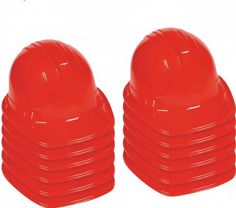 12x Kids Builder Hats Construction Costume Party Helmet Safety Cap Childrens - Red