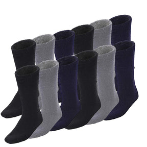12 Pairs Bamboo Work Socks Bulk - Mens Heavy Duty Thick Socks w/ Cushion - Navy Blue