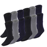12 Pairs Bamboo Work Socks Bulk Pack - Assorted Colours (Mens Heavy Duty Thick Socks w/ Cushion)
