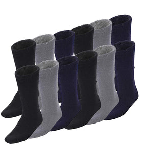 12 Pairs Bamboo Work Socks Bulk Pack - Assorted Colours (Mens Heavy Duty Thick Socks w/ Cushion)