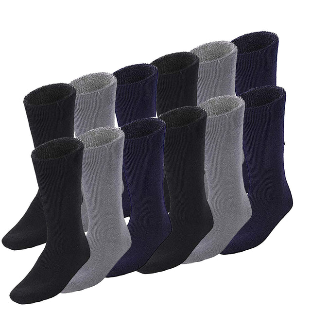 12 Pairs Bamboo Work Socks Bulk Pack - Assorted Colours (Mens Heavy Duty Thick Socks w/ Cushion)