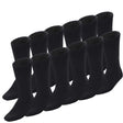 12 Pairs Bamboo Work Socks Bulk Pack - Black (Mens Heavy Duty Thick Socks w/ Cushion)
