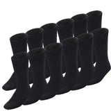 12 Pairs Bamboo Work Socks Bulk Pack - Black (Mens Heavy Duty Thick Socks w/ Cushion)