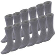 12 Pairs Bamboo Work Socks Bulk Pack - Mens Heavy Duty Thick Socks w/ Cushion - Charcoal Grey
