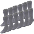 12 Pairs Bamboo Work Socks Bulk Pack - Charcoal Grey (Mens Heavy Duty Thick Socks w/ Cushion)