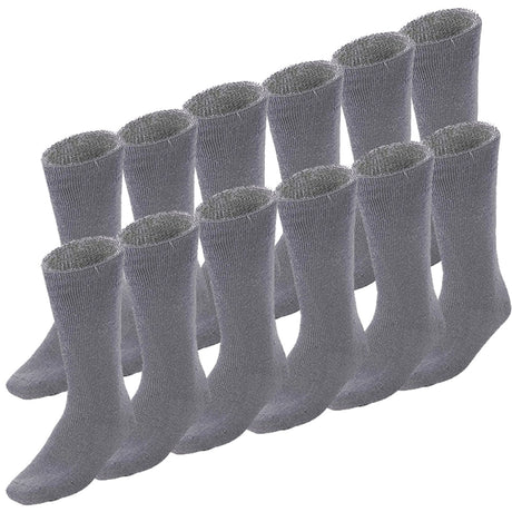 12 Pairs Bamboo Work Socks Bulk Pack - Charcoal Grey (Mens Heavy Duty Thick Socks w/ Cushion)