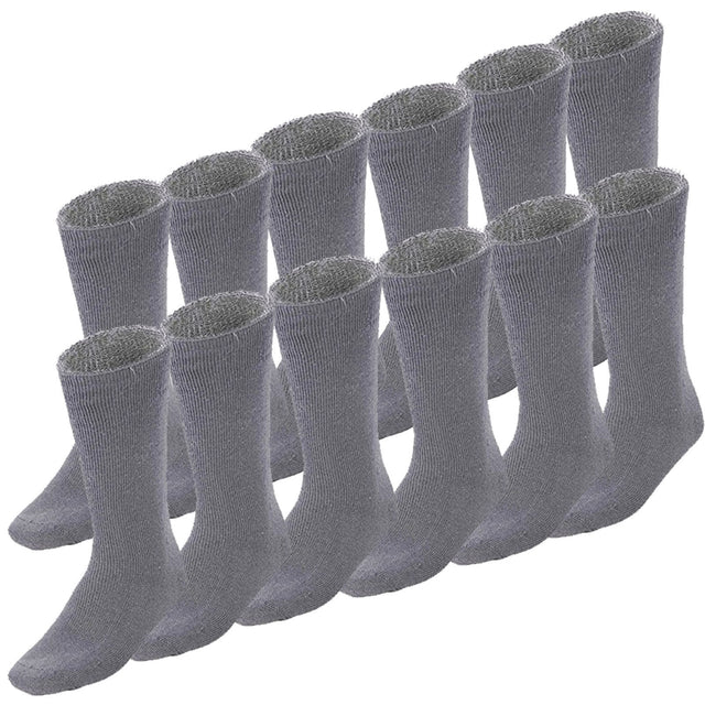 12 Pairs Bamboo Work Socks Bulk Pack - Charcoal Grey (Mens Heavy Duty Thick Socks w/ Cushion)