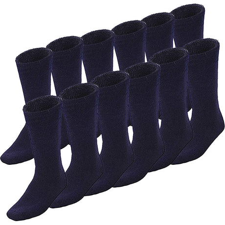 12 Pairs Bamboo Work Socks Bulk Pack - Navy Blue (Mens Heavy Duty Thick Socks w/ Cushion)