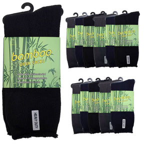 12 Pairs Premium Bamboo Socks Bulk Pack - Mens Heavy Duty Thick Work Socks w/ Cushion - Assorted Colour Pack