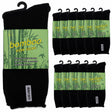 12 Pairs Premium Bamboo Works Socks Bulk Pack - Black (Mens Heavy Duty Thick Socks w/ Cushion & Anti-Odour)