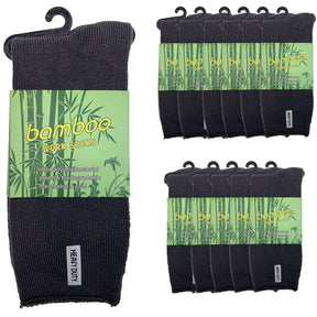 12 Pairs Premium Bamboo Socks Bulk Pack - Mens Heavy Duty Thick Work Socks w/ Cushion - Charcoal Grey