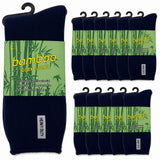 12 Pairs Premium Bamboo Works Socks Bulk Pack - Navy Blue (Mens Heavy Duty Thick Socks w/ Cushion & Anti-Odour)
