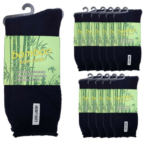 12 Pairs PREMIUM BAMBOO SOCKS Mens Heavy Duty Thick Work Socks Cushion BULK - Assorted Colour Pack