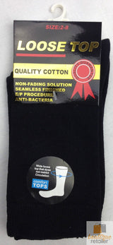 12x Pairs Black Cotton Rich Loose Top Socks Bulk Pack (Comfort Diabetic Circulation)