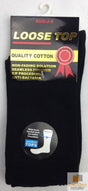 12x Pairs Black Cotton Rich Loose Top Socks Bulk Pack (Comfort Diabetic Circulation)