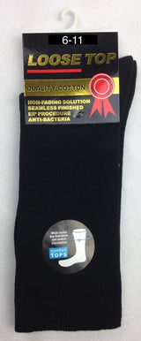 12x Pairs Black Cotton Rich Loose Top Socks Bulk Pack (Comfort Diabetic Circulation)