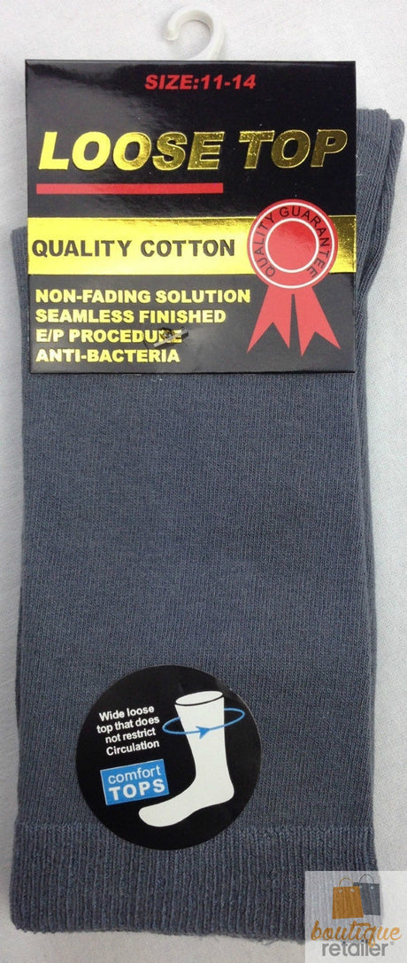 12x Pairs Grey Cotton Rich Loose Top Socks Bulk Pack (Comfort Diabetic Circulation)