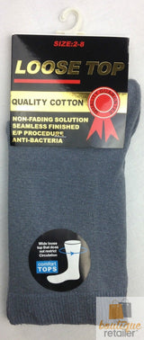 12x Pairs Grey Cotton Rich Loose Top Socks Bulk Pack (Comfort Diabetic Circulation)