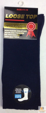 12x Pairs Navy Blue Cotton Rich Loose Top Socks Bulk Pack (Comfort Diabetic Circulation)