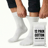 12x Pairs White Cotton Rich Loose Top Socks Bulk Pack (Comfort Diabetic Circulation)