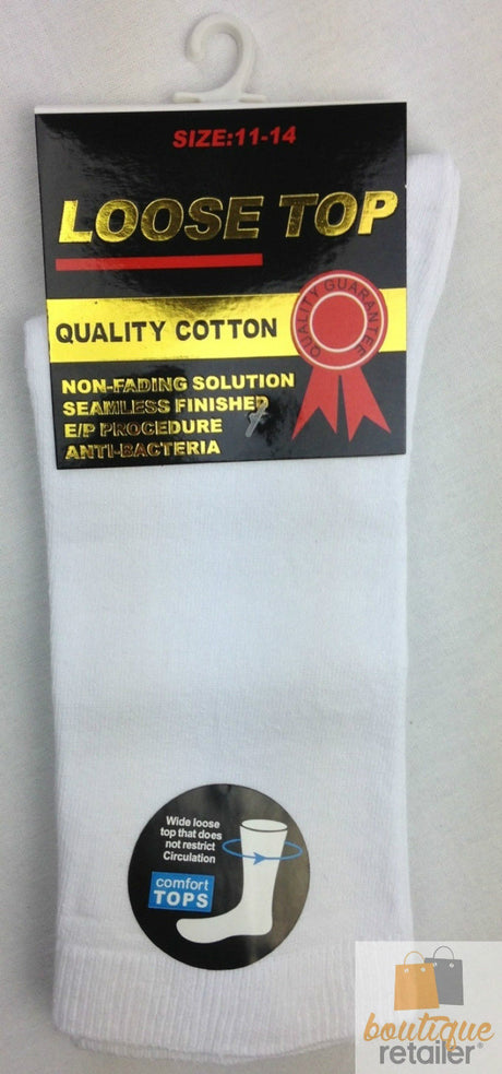 12x Pairs White Cotton Rich Loose Top Socks Bulk Pack (Comfort Diabetic Circulation)