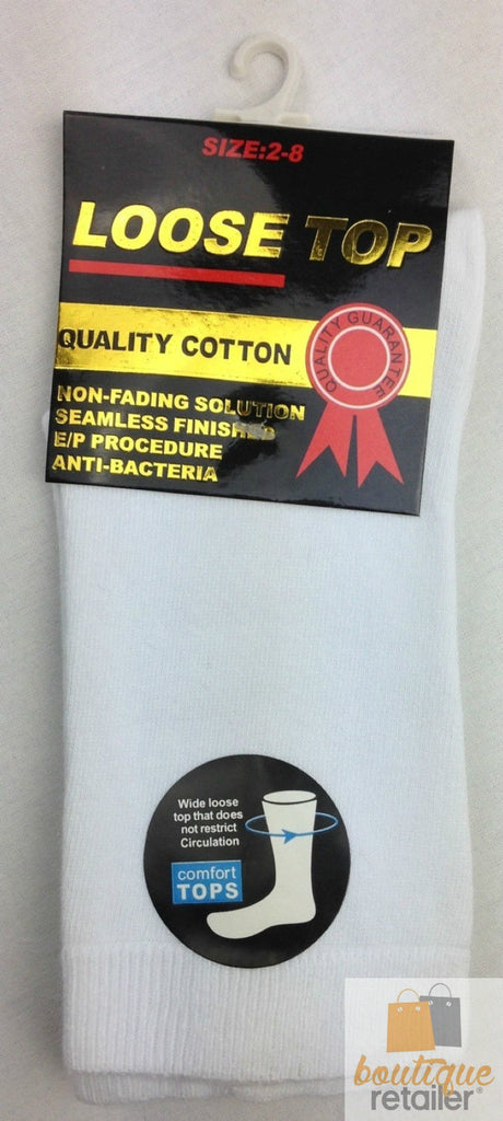 12x Pairs White Cotton Rich Loose Top Socks Bulk Pack (Comfort Diabetic Circulation)