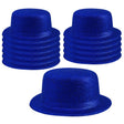12x Blue Glitter Bowler Hat Bulk Pack - Sparkly Costume Hats for Dance/Fancy Dress Party