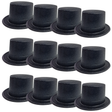12x Black Glitter Top Hats Bulk Pack - Sparkly Dance Costume/Fancy Dress Party