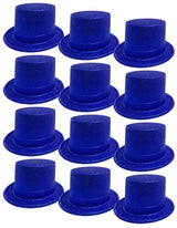 12x Blue Glitter Top Hats Bulk Pack - Sparkly Dance Costume/Fancy Dress Party