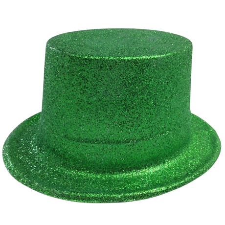 12x Green Glitter Top Hats Bulk Pack - Sparkly Dance Costume/Fancy Dress Party