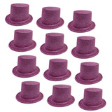12x Light Pink Glitter Top Hats Bulk Pack - Sparkly Dance Costume/Fancy Dress Party