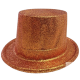 12x Orange Glitter Top Hats Bulk Pack - Sparkly Dance Costume/Fancy Dress Party