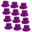 12x GLITTER TOP HAT Fancy Party Plastic Costume Tall Cap Fun Dress Up BULK - Purple