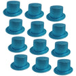 12x Sky Blue Glitter Top Hats Bulk Pack - Sparkly Dance Costume/Fancy Dress Party
