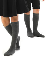 12x Kids Cotton Knee High School Socks Bulk Pack - Grey (Girls/Boys)