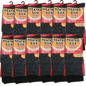 12 Pairs Mens Thermal Heated Socks Bulk Pack (6-11 UK) - Warm Winter Work Ski Socks