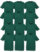 12X BULK Plain T Shirt 100% COTTON Assorted Colours S - XXL Mens Womens Top - Bottle Green - XXL
