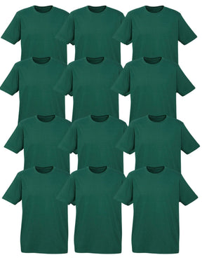 12X BULK Plain T Shirt 100% COTTON Assorted Colours S - XXL Mens Womens Top - Bottle Green - XXL