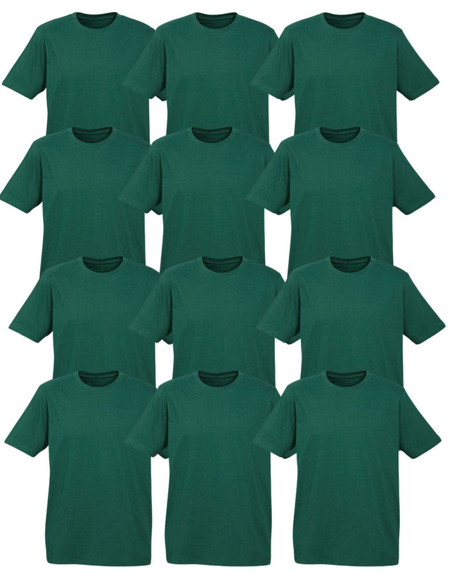 12X BULK Plain T Shirt 100% COTTON Assorted Colours S - XXL Mens Womens Top - Bottle Green - XXL