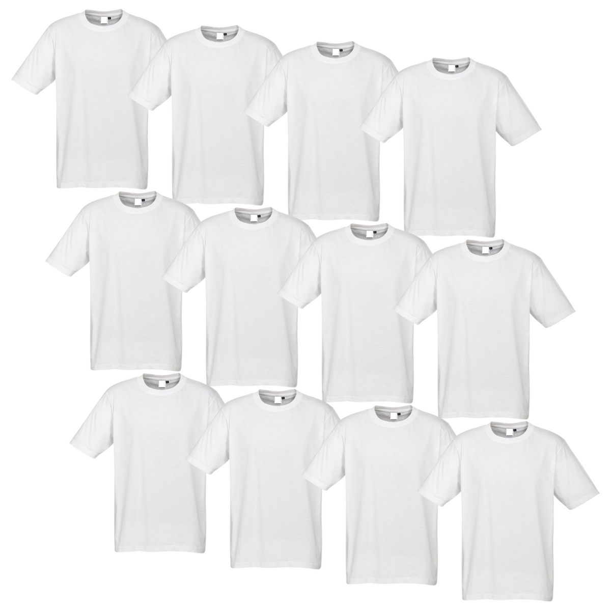 12x Mens Plain White T-Shirt Bulk Pack - 100% Cotton Casual Basic Top