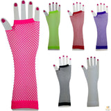 12x FISHNET GLOVES Fingerless Elbow Length 70s 80s Womens Costume Party BULK - Black
