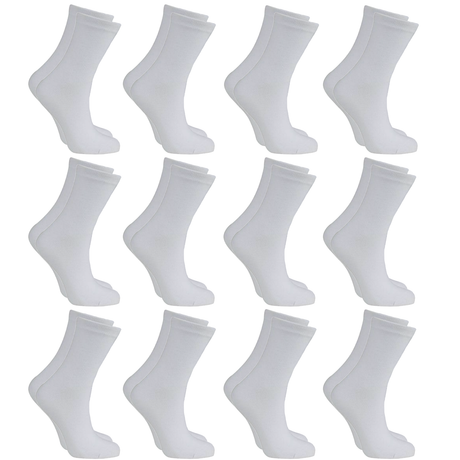 12x Pairs SCHOOL SOCKS Plain Cotton Rich Girls Boys School Uniform BULK - White 2-8