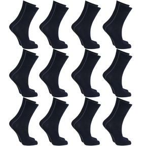 12x Pairs SCHOOL SOCKS Plain Cotton Rich Girls Boys School Uniform BULK - Black 13-3