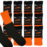 12x Pairs Orange Hi Vis Work Socks Bulk Pack - High Visibility Fluro Safety Tradie Workwear
